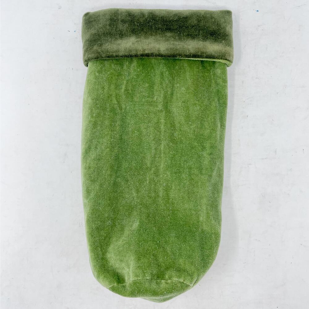 Pottery Barn Green Velvet Fabric Wine Bottle Holder Hostess Gift